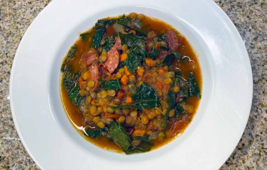 Classic Lentil Soup Recipe with Salami and Greens